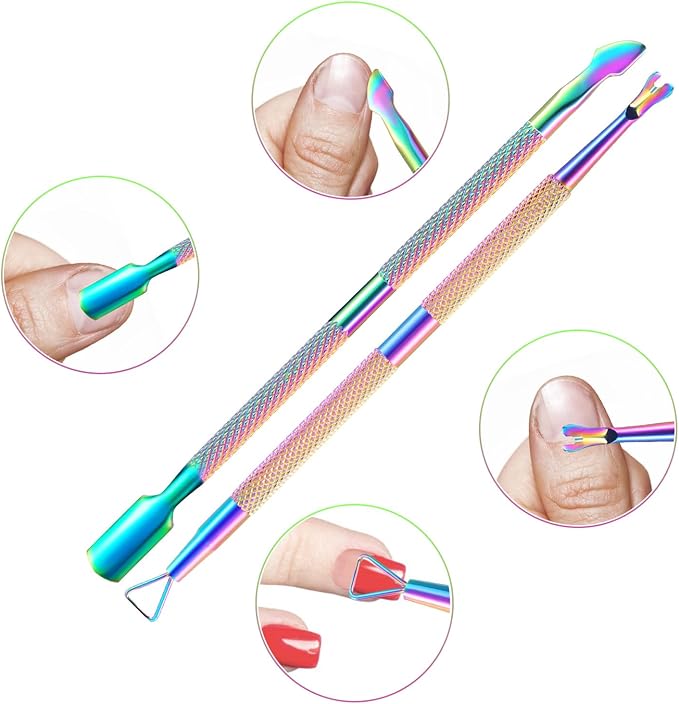2PCS Cuticle Pusher and Cutter Remover, Xunxmas Salon Nail Scraper - Image 3