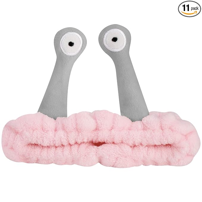 Jowmoy Cute pink grey Snail Headband, Wash Face by Jowmoy