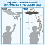 Hibbent cUPC Certified 13'' Shower Head Combo, High Pressure 5 Spray Rainfall - Image 5