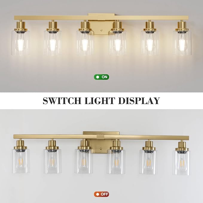 6 Light Gold Bathroom Vanity Light, Bathroom Light Fixtures - Image 5
