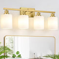 MOKATNG 4-Light Bathroom Light Fixtures, Brushed Gold Vanity Light by Bathroomlightfixtures