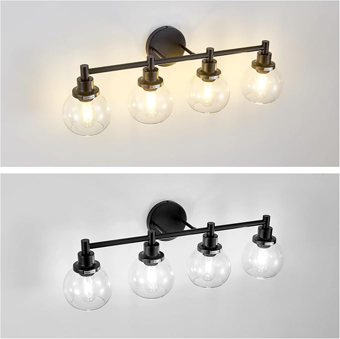 4-Light Bathroom Light Fixture Black Vanity Lights Over Mirror Modern Wall - Image 8