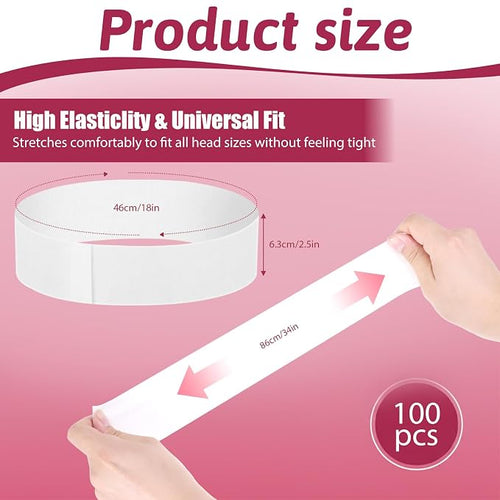 100 PCS Disposable Headbands for Spa, Stretch Non-woven Facial Headband - Image 2