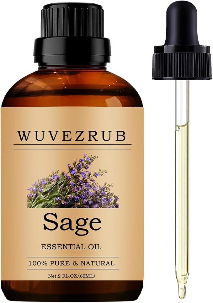 Sage Essential Oils, 60ML Pure and Natural Essential Oil by WUVEZRUB