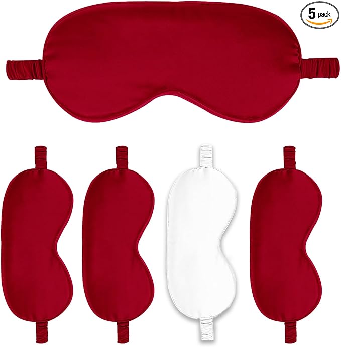 Sleep Masks 5PACK Silk Eyes Cover Satin Eye Mask Silky Blackout Soft Blindfold by WJingYiJia