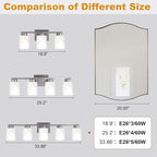 5-Light Bathroom Light Fixtures, Modern Vanity Lights, Brushed Nickel Metal - Image 5