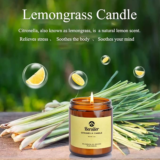 Aromatherapy Candles, Scented Candles, 7 OZ Lemongrass Citronella Candles - Image 3
