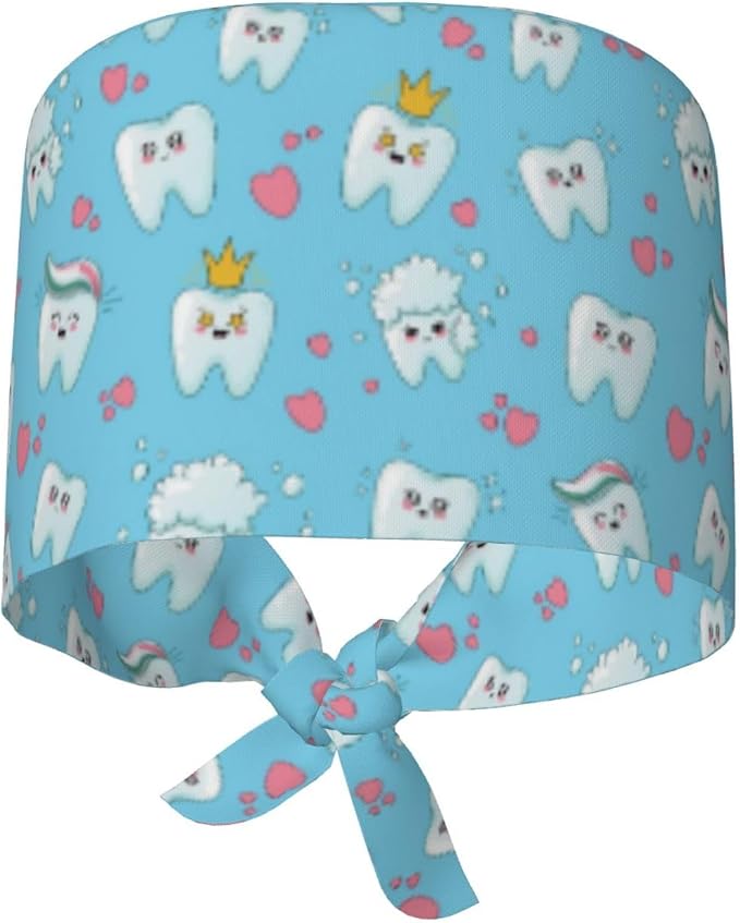 Adjustable Scrub Cap with Buttons & Sweatband, Working Hat with Elastic Tie Back - Image 9
