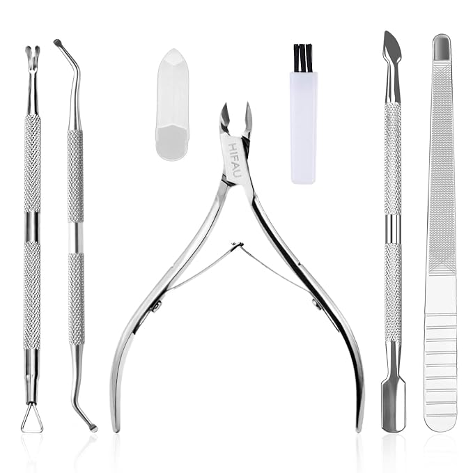 Professional Cuticle Nippers Set, Stainless Steel Manicure Kit by HIFAU