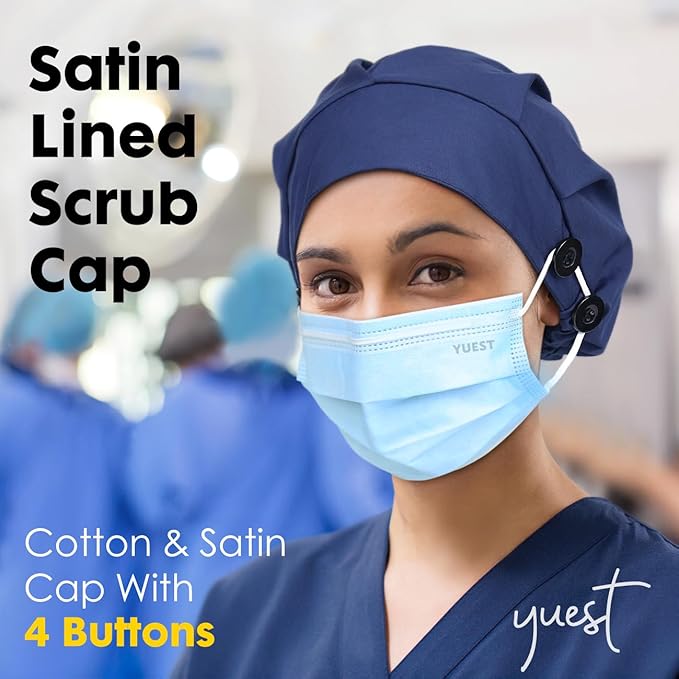 2 Pack Satin Lined Bouffant Scrub Caps - Image 6