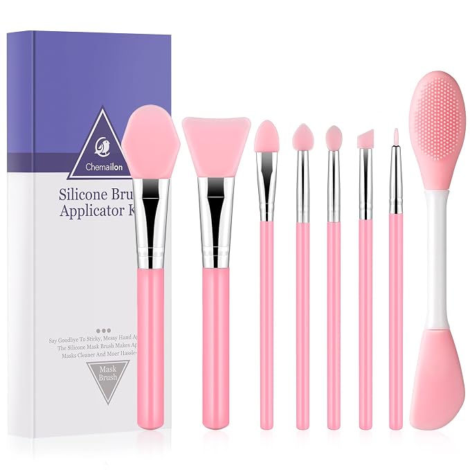 8Pcs Silicone Face Mask Brush Set, Double-Sided Silicone Face Scrubber by Chemailon