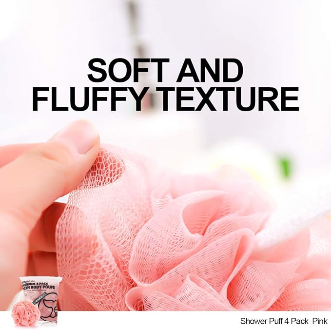 Loofah Sponge Bath Sponge for Women Men 4 Pack - Image 3