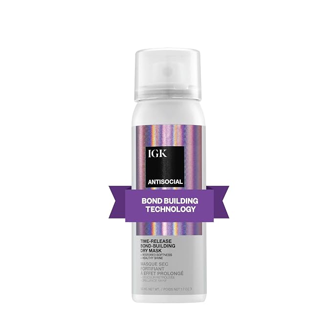 IGK ANTISOCIAL Bond-Building Dry Hair Mask Travel | Repair + Soften + Shine | by IGK