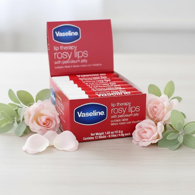 Vaseline Lip Rosy, Fast-Acting Nourishment, or Damaged Lips, Lip Balm, 12 Sticks - Image 2