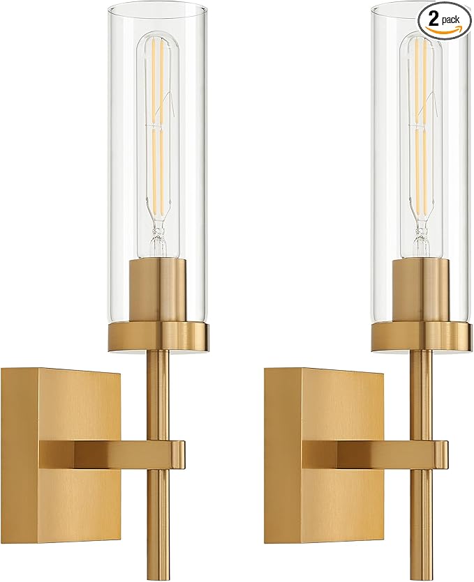 Gold Battery Operated Wall Sconce Set of 2, Wireless Wall Sconces by SANTOSTOCK