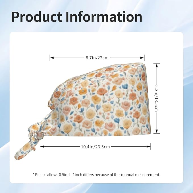 Scrub Cap for Women and Men Boho Black Leaf Pattern Adjustable Breathable - Image 3