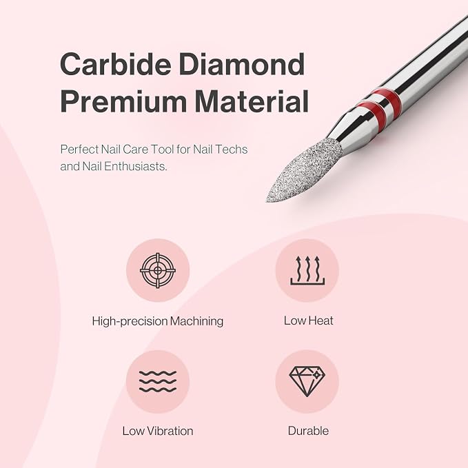 MelodySusie 2mm Flame Shape Cuticle Clean Nail Drill Bit 3/32'', Professional - Image 6