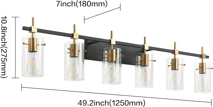 SOLFART 49.2 inch Vanity Light fixtures Vintage 6 Lights Wall Light Fixtures - Image 2