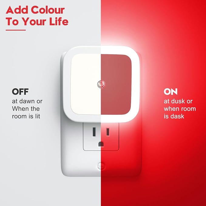 Sujeet Red Night Light, Night Lights Plug into Wall 4-Pack, Nightlight Plug in - Image 3
