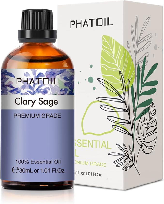 Clary Sage Essential Oil, 1.01Fl.Oz PHATOIL Pure Essential Oil Singles by PHATOIL