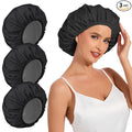 3 Pack Reusable Shower Cap for Women, Waterproof Hair Cap for Shower and Bath by KAFTERI