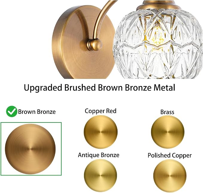 Brushed Antique Brass Bathroom Wall Sconce Vintage Style - Image 4
