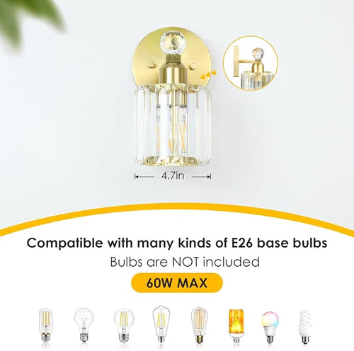 1-Light Gold Bathroom Light Fixtures, Modern Bathroom Vanity Lights Fixture - Image 2