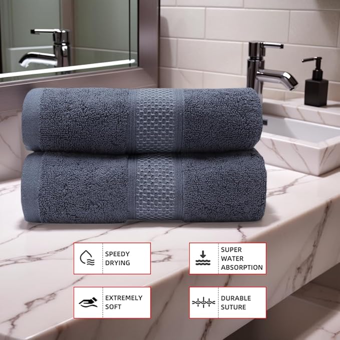 Fluffy Cotton Bath Towels Set650GSM, 2-Piece Set, Thickened and Enlarged - Image 3