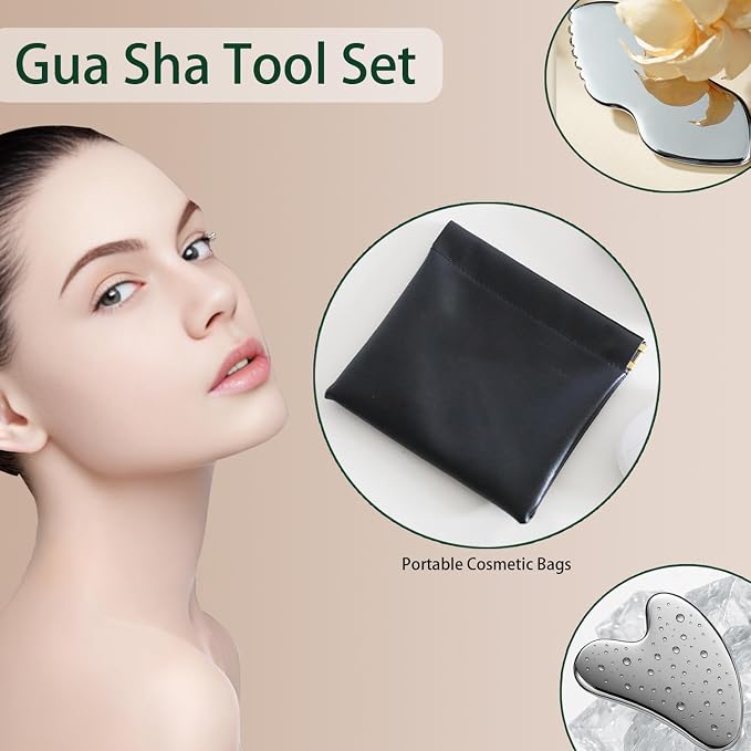 2Pcs gua sha facial tools stainless steel guasha set - Image 2