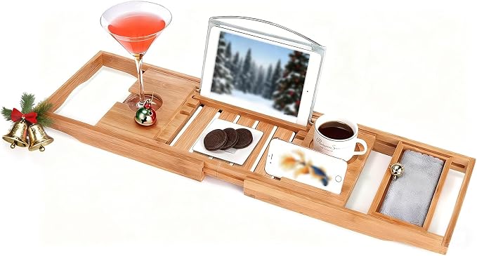 Utoplike Bamboo Bathtub Caddy Tray Bath Tray by Utoplike
