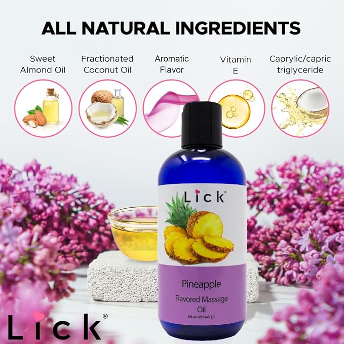 Lick Pineapple Passion Flavored Massage Oil – Sweet, Body Safe - Image 5
