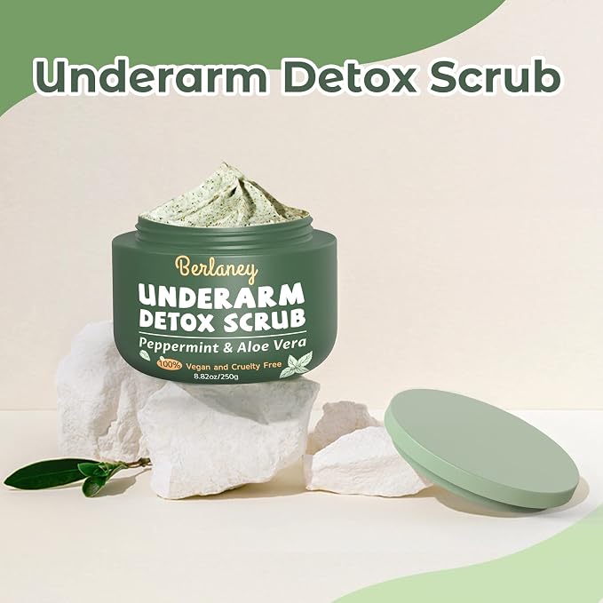 Armpit Detox Scrub 8.8 oz with Peppermint, Aloe Vera and Walnut Shell Powder - Image 8