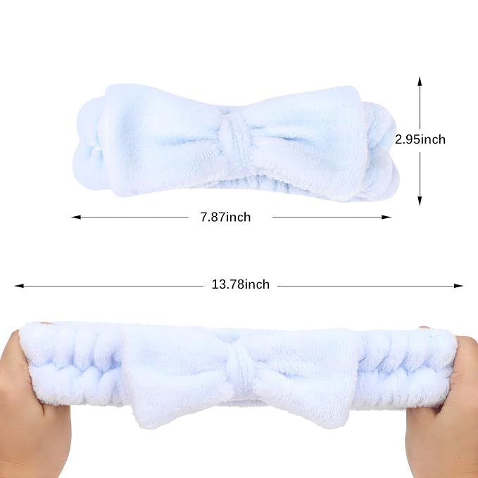 Semato 8 Pcs Blue Spa Headband Bachelorette Party Favor Set Skincare Headbands - Image 3