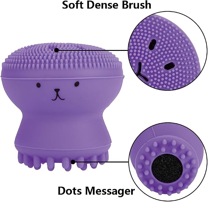 Facial Cleansing Brush Jellyfish Exfoliating Face Brush Handheld Massaging Cute - Image 3