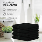 Avalon Towels Cotton Washcloths 24-Pack – 12 x 12 Inch Black Super Soft & - Image 6