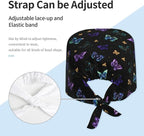 Working Cap Scrub Caps with Sweatband Adjustable Tie Back Hat Nurse Surgical - Image 2