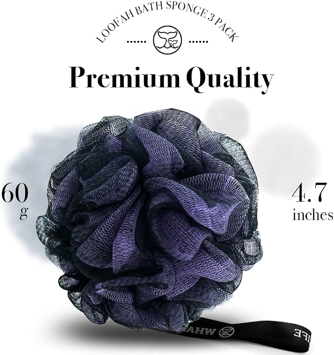 Loofah Sponge Bath Sponge for Women Men 4 Pack - Image 3