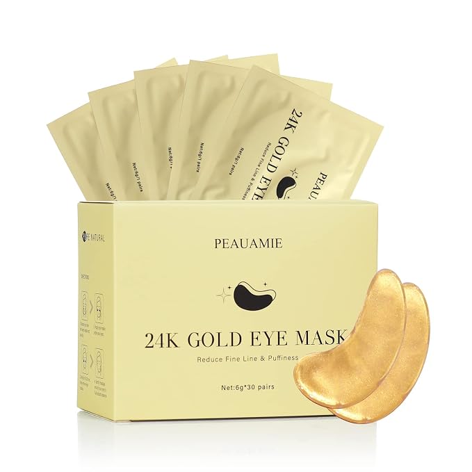 PEAUAMIE Under Eye Patchs 24k Gold Eye Mask and Hyaluronic Acid and Rose by PEAUAMIE