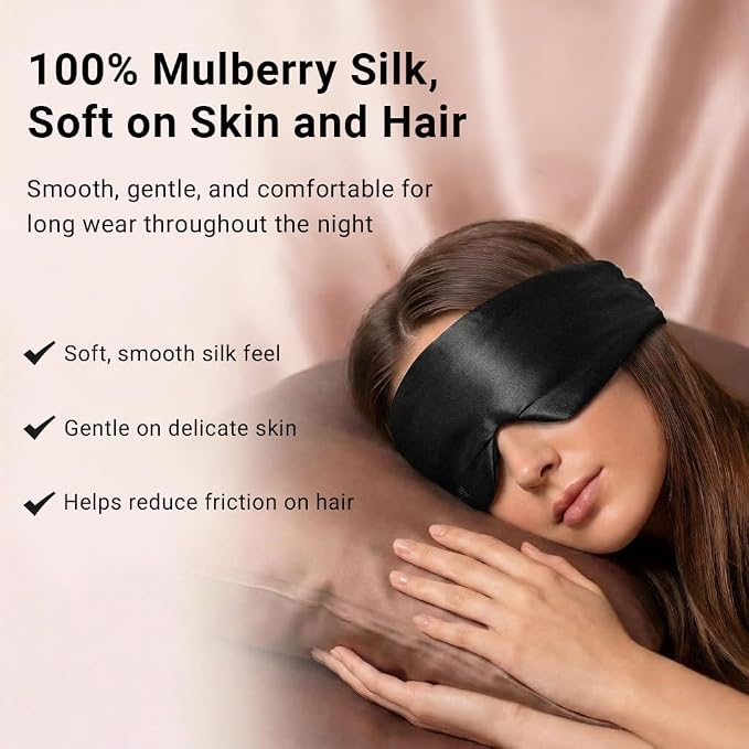 Silk Sleep Mask for Side Sleepers, Face-Hugging Padded Eye Cover, Eye Mask for - Image 2