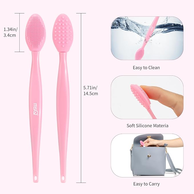 MSQ 3PCS Lip Scrub Brush, Double-end Silicone Nose Clean Brush Lip Exfoliating - Image 5