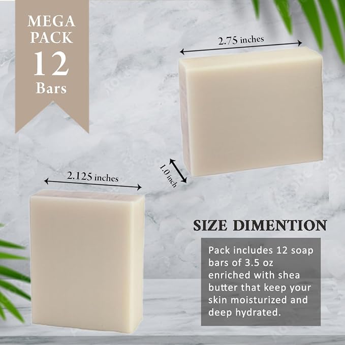 SSA Spearmint & Bran Scented Natural Soap Bars, 3.5oz Moisturizing Triple - Image 6
