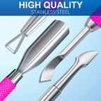 2PCS Metal Rose Pink Cuticle Pusher and Cutter Remover Salon Quality Stainless - Image 6