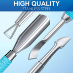 2PCS MetalTurquoise/Lake Blue Cuticle Pusher and Cutter Remover Salon Quality - Image 6