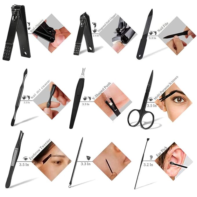 HANTEKAS Manicure Set 9 in 1 Stainless Steel, Nail Clippers Scissors Pedicure - Image 5