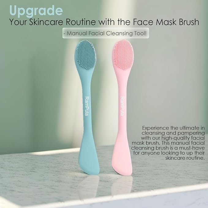 RamPula Facial Cleansing Brush, 2 in 1 Silicone Face Mask Brush & Face Scrubber - Image 8
