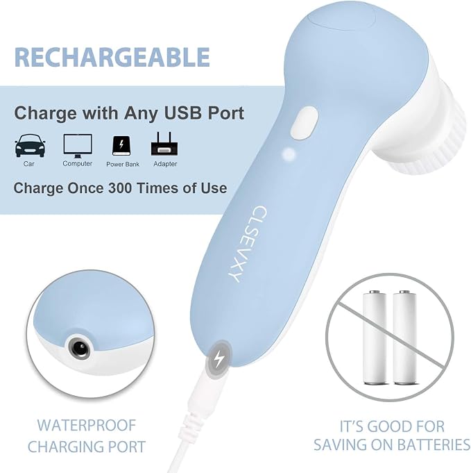 Rechargeable Facial Cleansing Spin Brush Set - Image 7