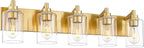 5-Light Bathroom Light Fixtures, 30 Inch Brushed Gold Vanity Light by Metwet