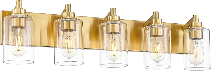 5-Light Bathroom Light Fixtures, 30 Inch Brushed Gold Vanity Light by Metwet