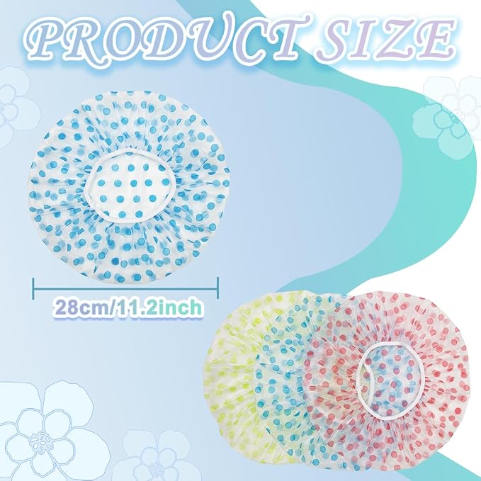 18Pcs Plastic Shower Caps for Women Reusable Waterproof Bath Caps Bathing Hair - Image 2