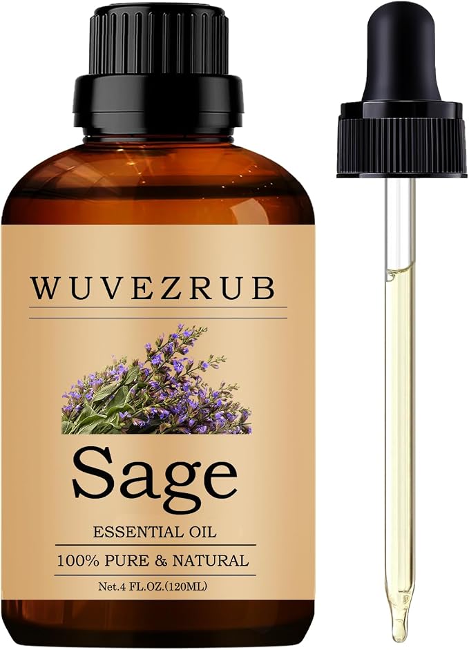 Sage Essential Oils, 120ML Pure and Natural Essential Oil by WUVEZRUB